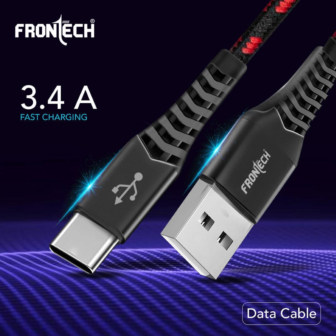 Frontech 17W Super Fast Charging Braided USB to Type-C Cable | 1M, 3.4A (1035) Frontech 17W Super Fast Charging Braided USB to Type-C Cable | 1M, 3.4A (1035)
